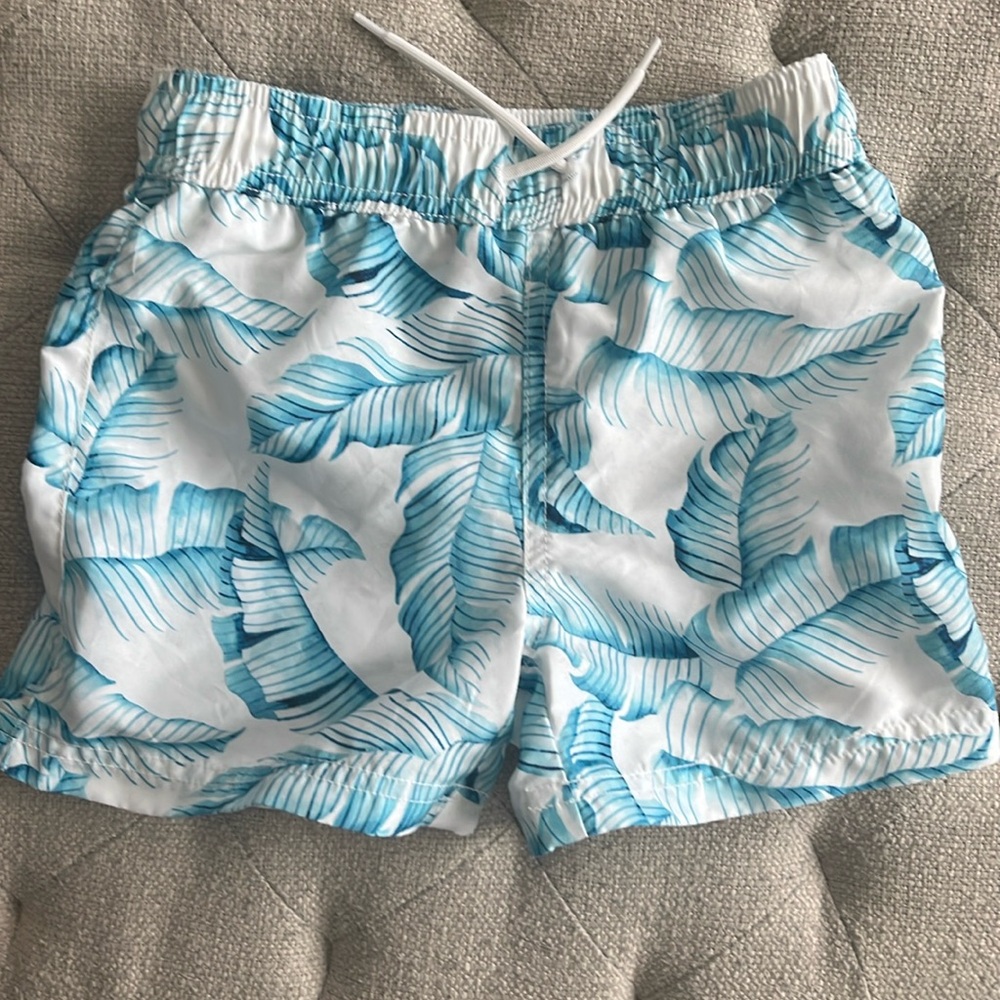 Janie And Jack blue and white boys swim trunks size 4